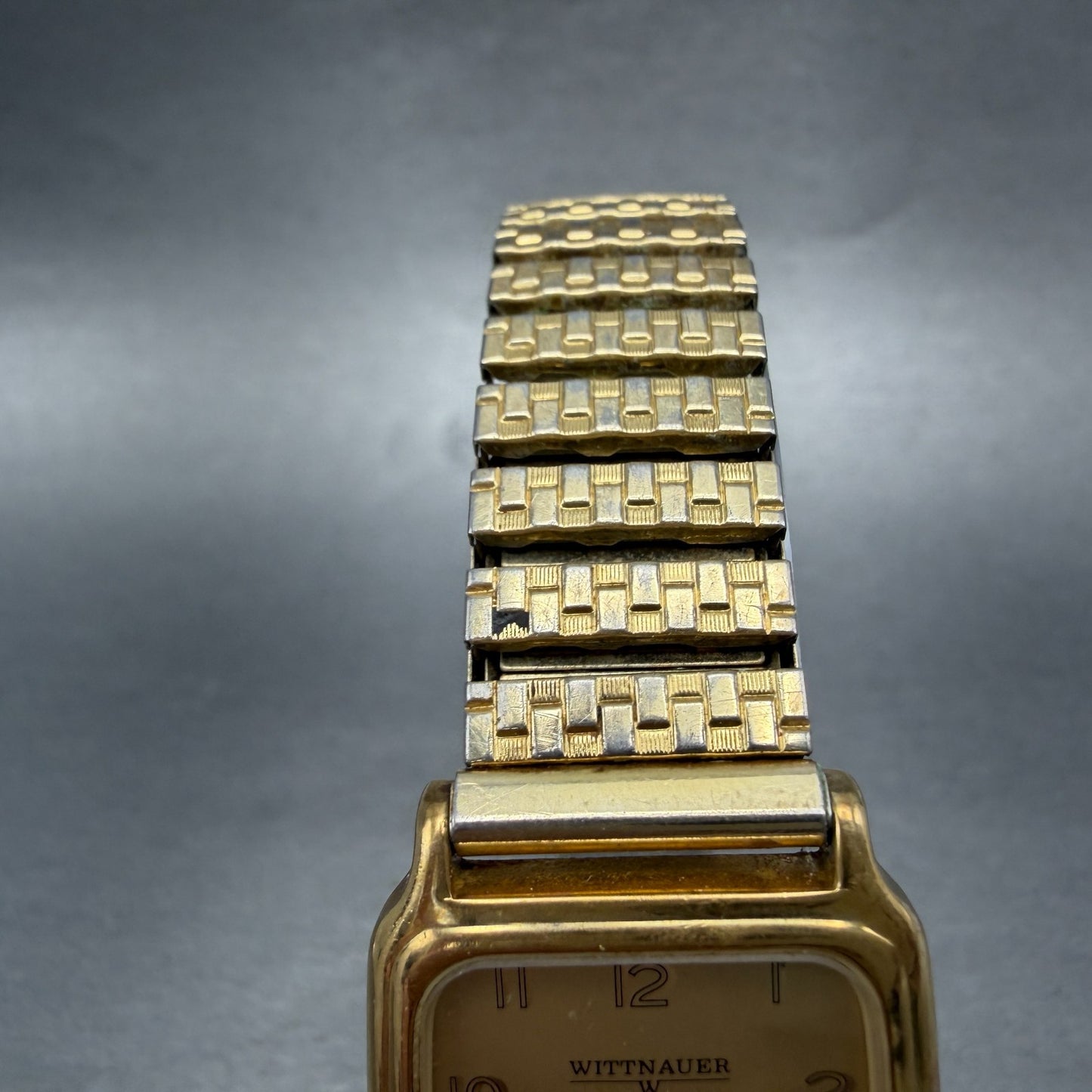 Wittnauer Tank Watch Men 26mm Gold Dial Gold Tone Rectangle New Battery4