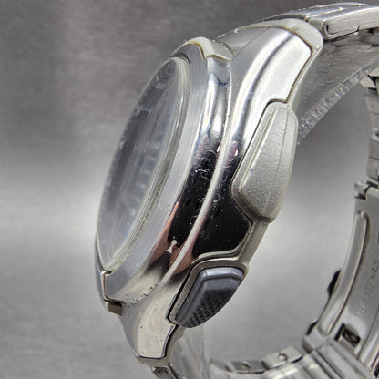 Casio Illuminoator AQ-180W Watch Men 41mm Blue Dial Silver Alarm Daydate New Bat2