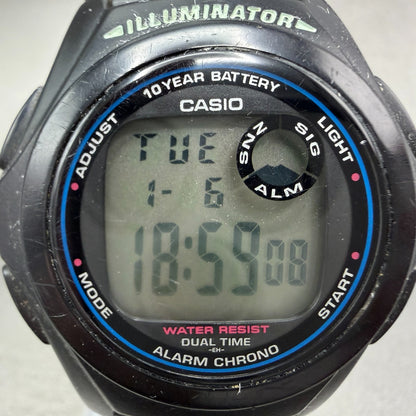 Casio F-200 Watch Men 40mm Digital Black Tone Alarm Chrono Round Works Dual Time1