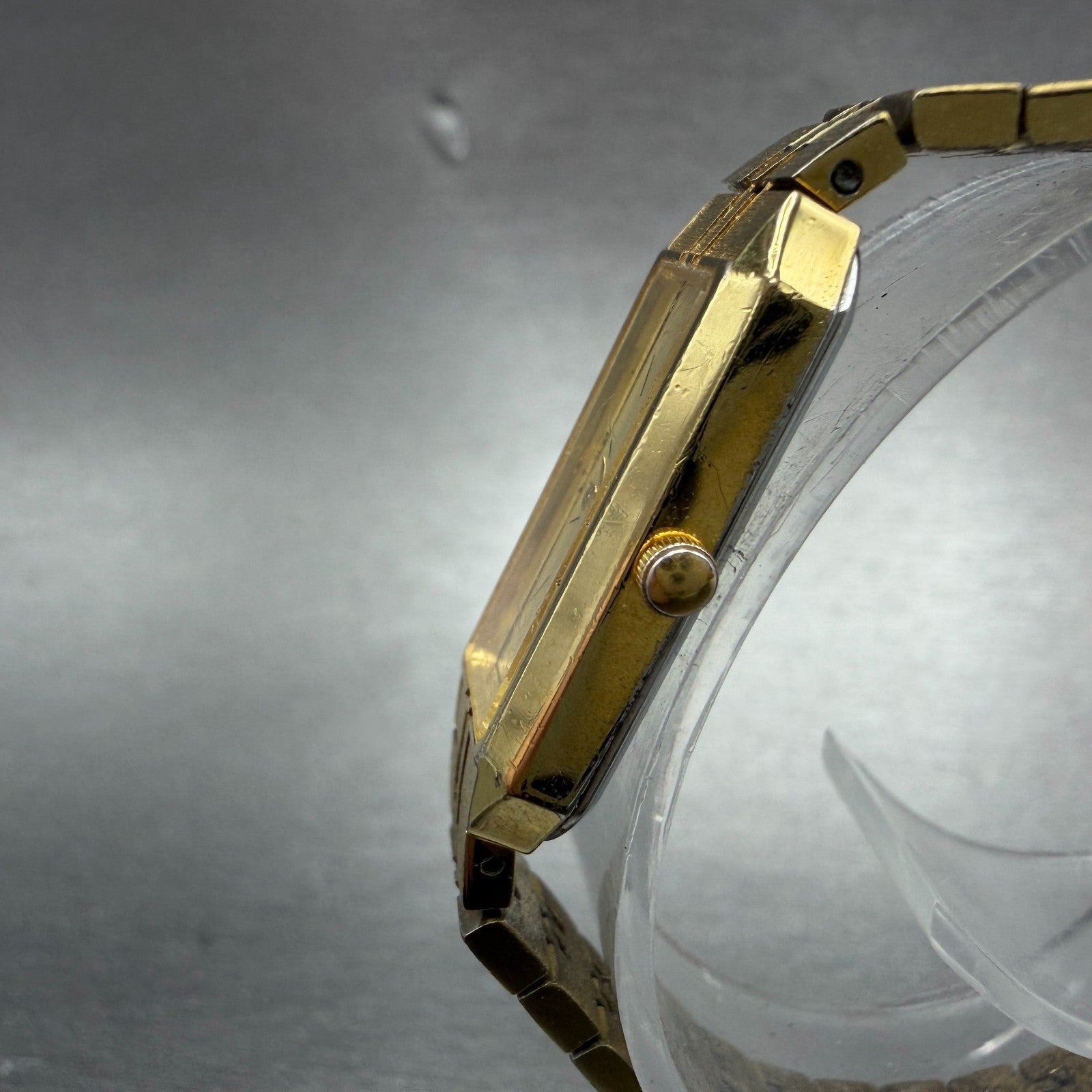 Citizen CQ Tank Watch Women 13mm Champagne Dial Gold Tone Rectangle New BatteryN2