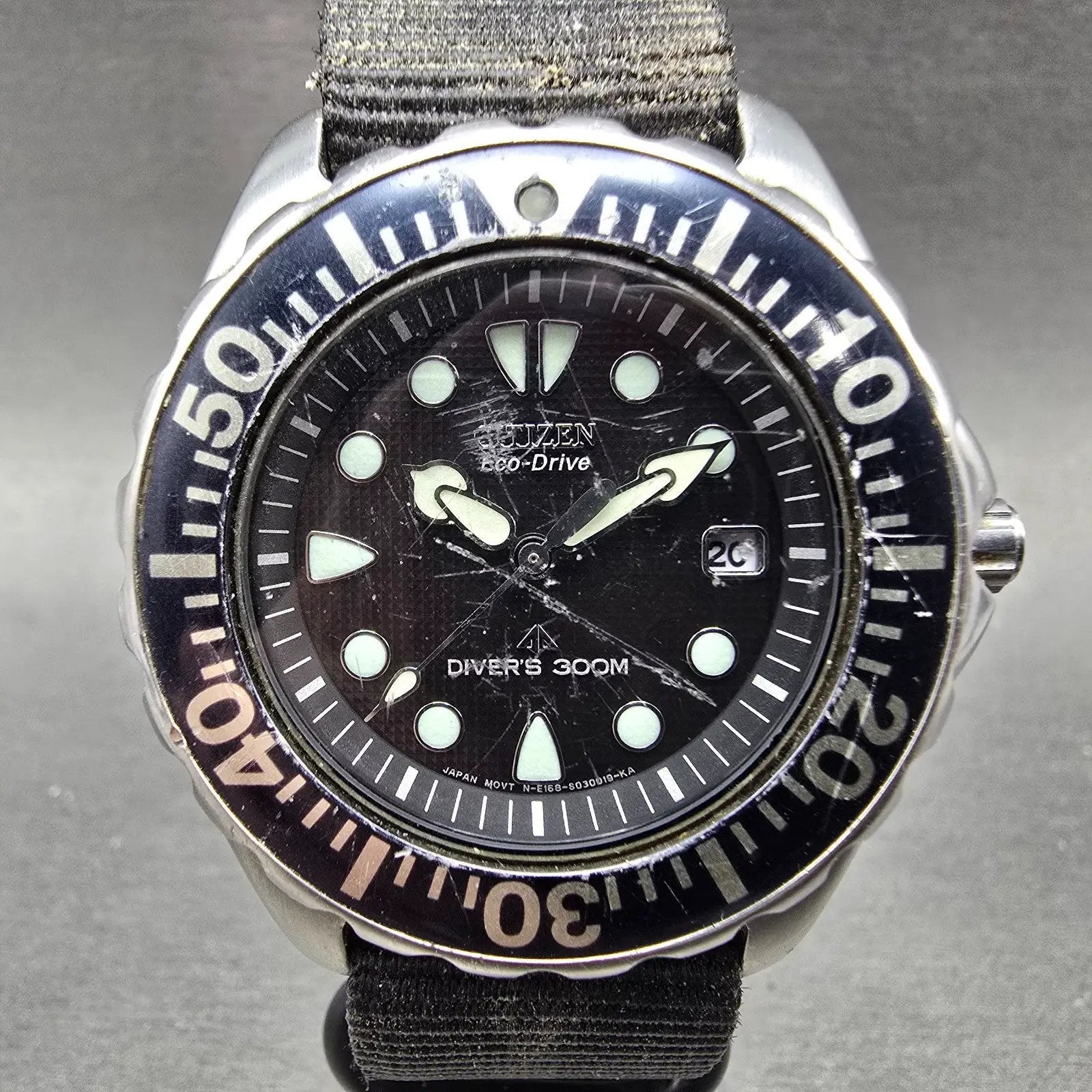 Citizen Eco-Drive Dive Watch Men 41mm Black Dial Steel Date E168-S016525 works0