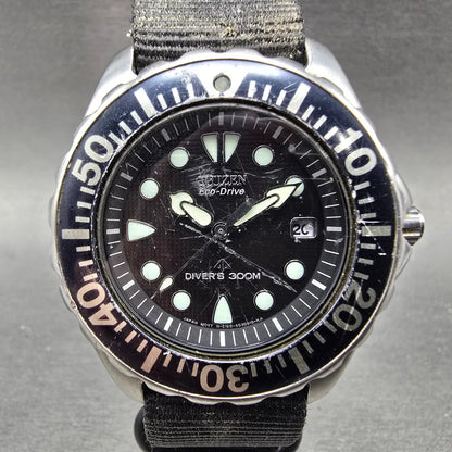 Citizen Eco-Drive Dive Watch Men 41mm Black Dial Steel Date E168-S016525 works0