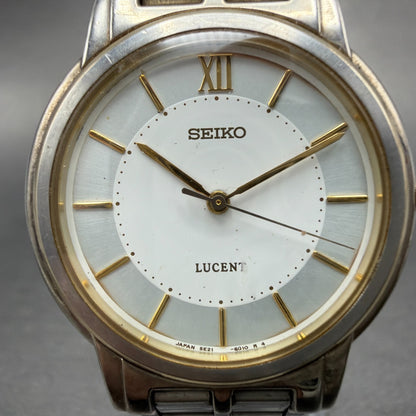 Seiko Lucent Watch Men 32mm White Dial Two Tone Round 5E21-6E90 PARTS2