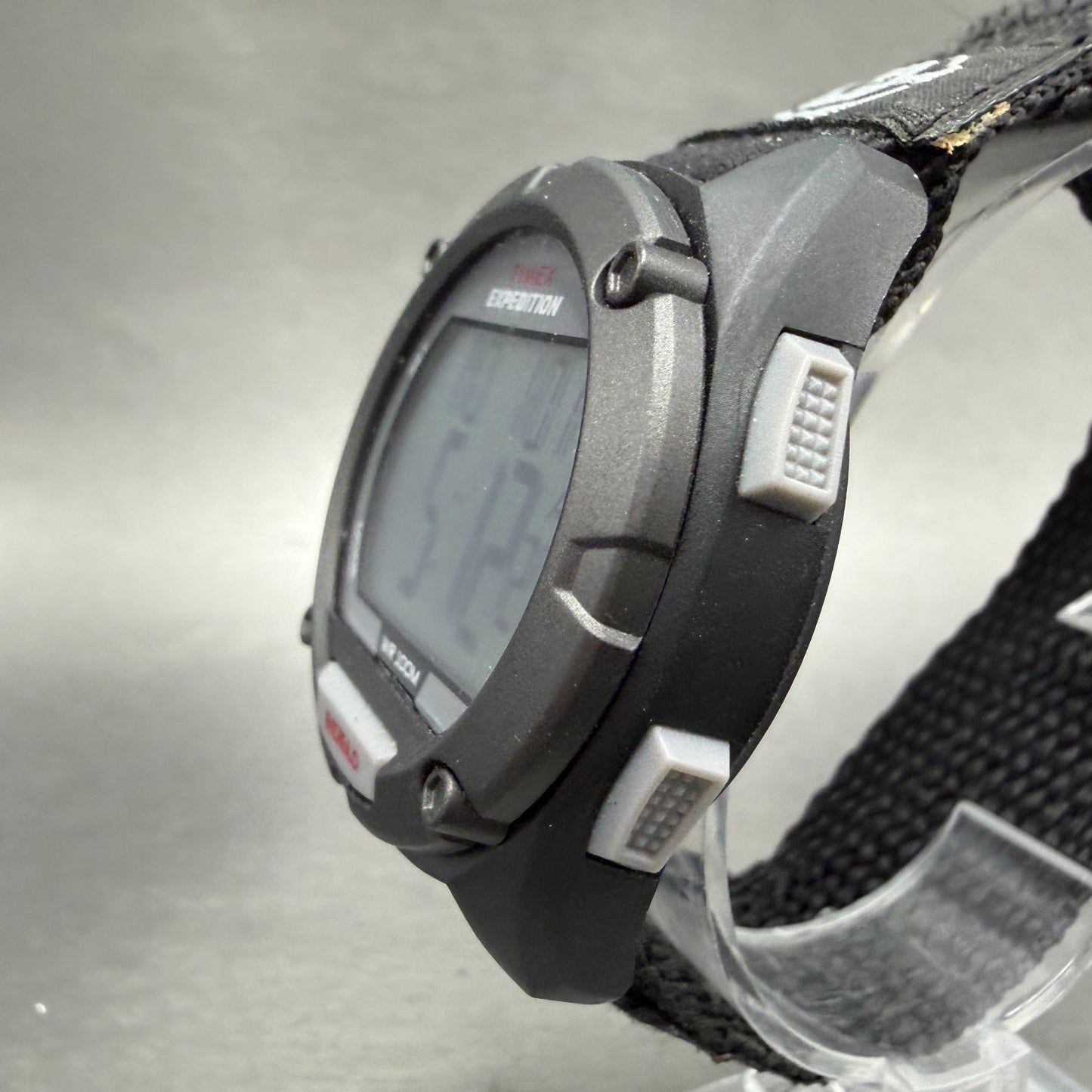 Timex Expedition Watch Men 41mm Digital Silver Black Red Alarm Chrono New Batt2