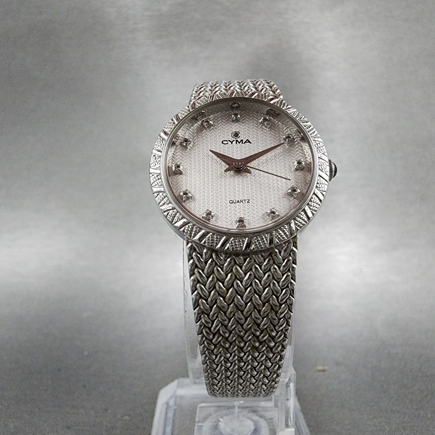 Cyma Watch Women 23mm Silver Dial Silver Tone Round 810 New Battery ABC1235