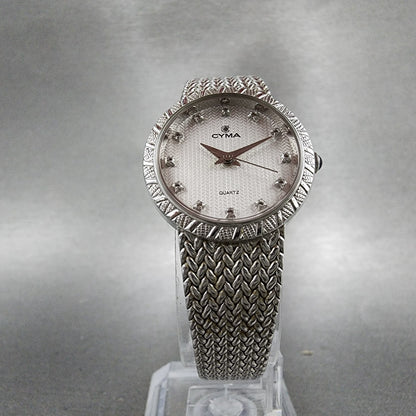 Cyma Watch Women 23mm Silver Dial Silver Tone Round 810 New Battery ABC1235