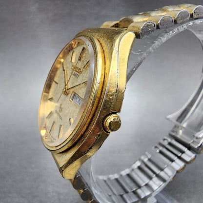 Citizen CQ Watch Men 36mm Champagne Dial Gold Tone Daydate 4-850998 PARTS