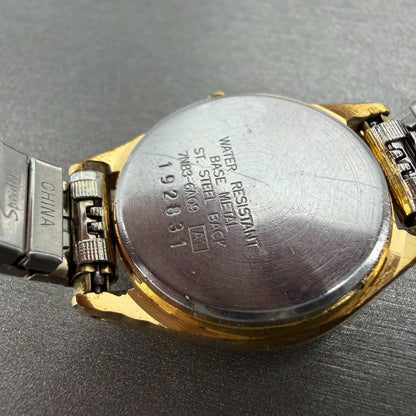 Seiko SQ Watch Women 24mm White Dial Gold Tone Daydate Round 7N83-6A09 NewBat B89