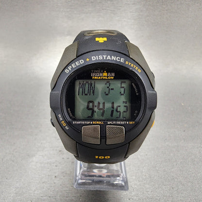 Timex Ironman Triathlon Watch Men 42mm Digital Black Tone Round 5E691 New Batt0