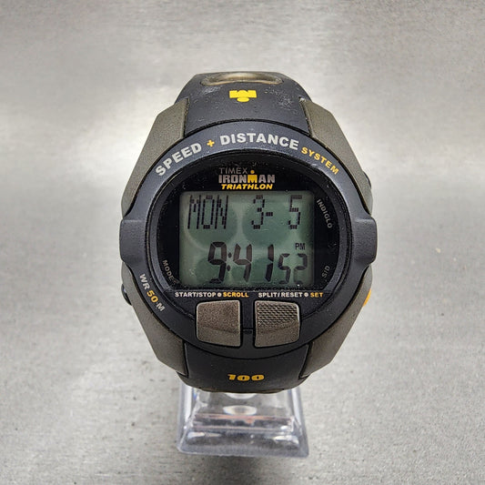 Timex Ironman Triathlon Watch Men 42mm Digital Black Tone Round 5E691 New Batt0