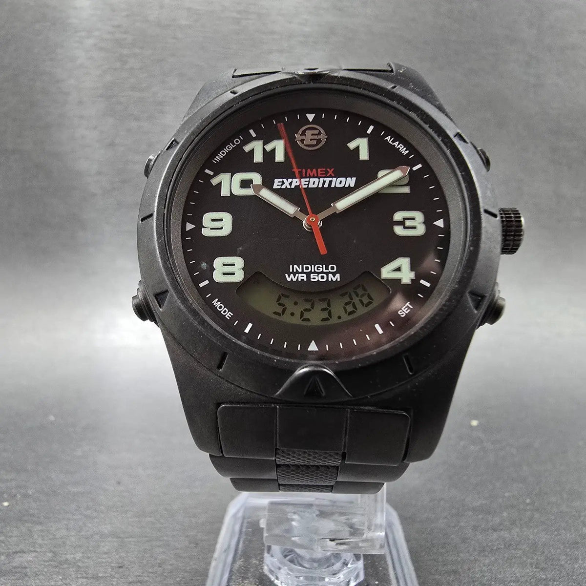 Timex Expedition Watch Men 38mm Black Dial Black Case Alarm Chronograph New Bat5