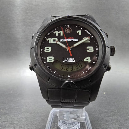 Timex Expedition Watch Men 38mm Black Dial Black Case Alarm Chronograph New Bat5