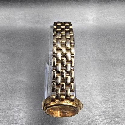 Seiko Watch Women 24mm Gold Dial Gold Tone Date Round 7N82-0071 New Battery4