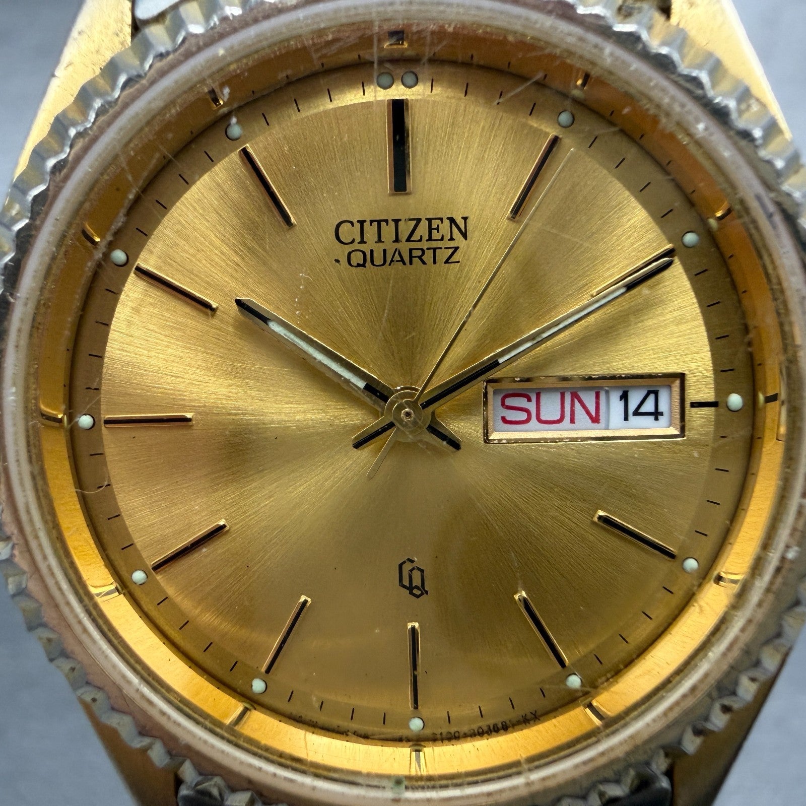Citizen CQ President Watch Men 35mm Champagne Dial Two Tone Daydate New Battery1