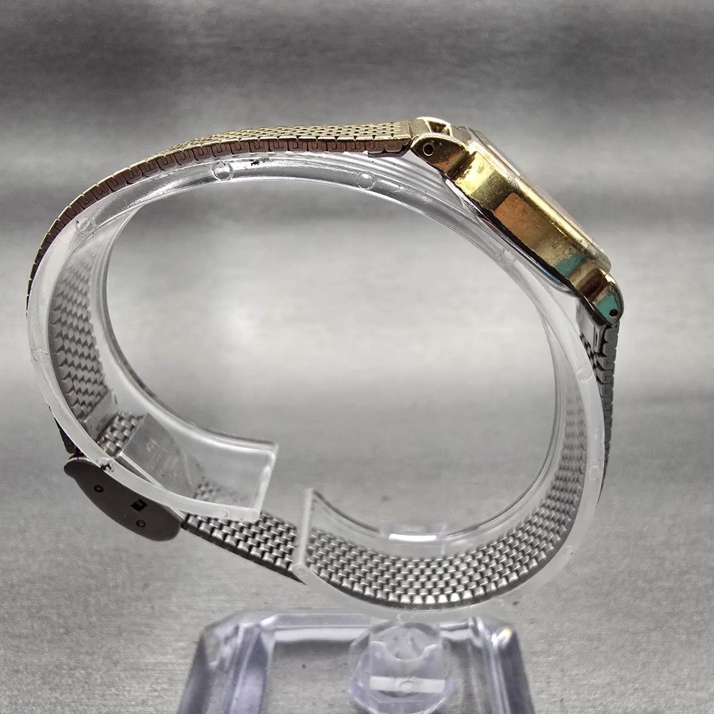 Seiko Watch Women 20mm Black Dial Gold Tone Octagon 2C21-5170 New Battery VTG8
