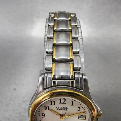 Citizen Watch Women 24mm Cream Dial Two Tone Date Round 1012S038375 New Battery4
