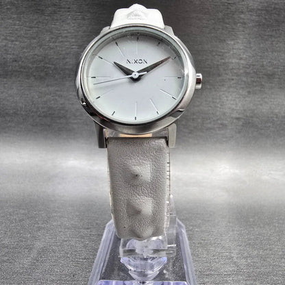 Nixon The Kenzie Leather Watch Women 26mm White Dial Silver Tone Round New Batt5