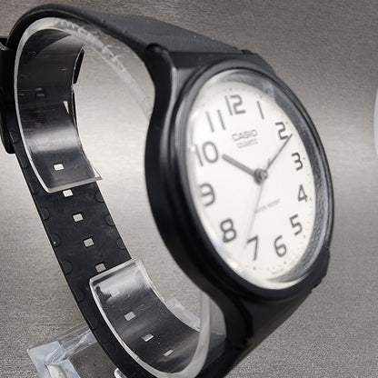 Casio Watch Men 34mm White Dial Black Tone Round MQ24 New Battery