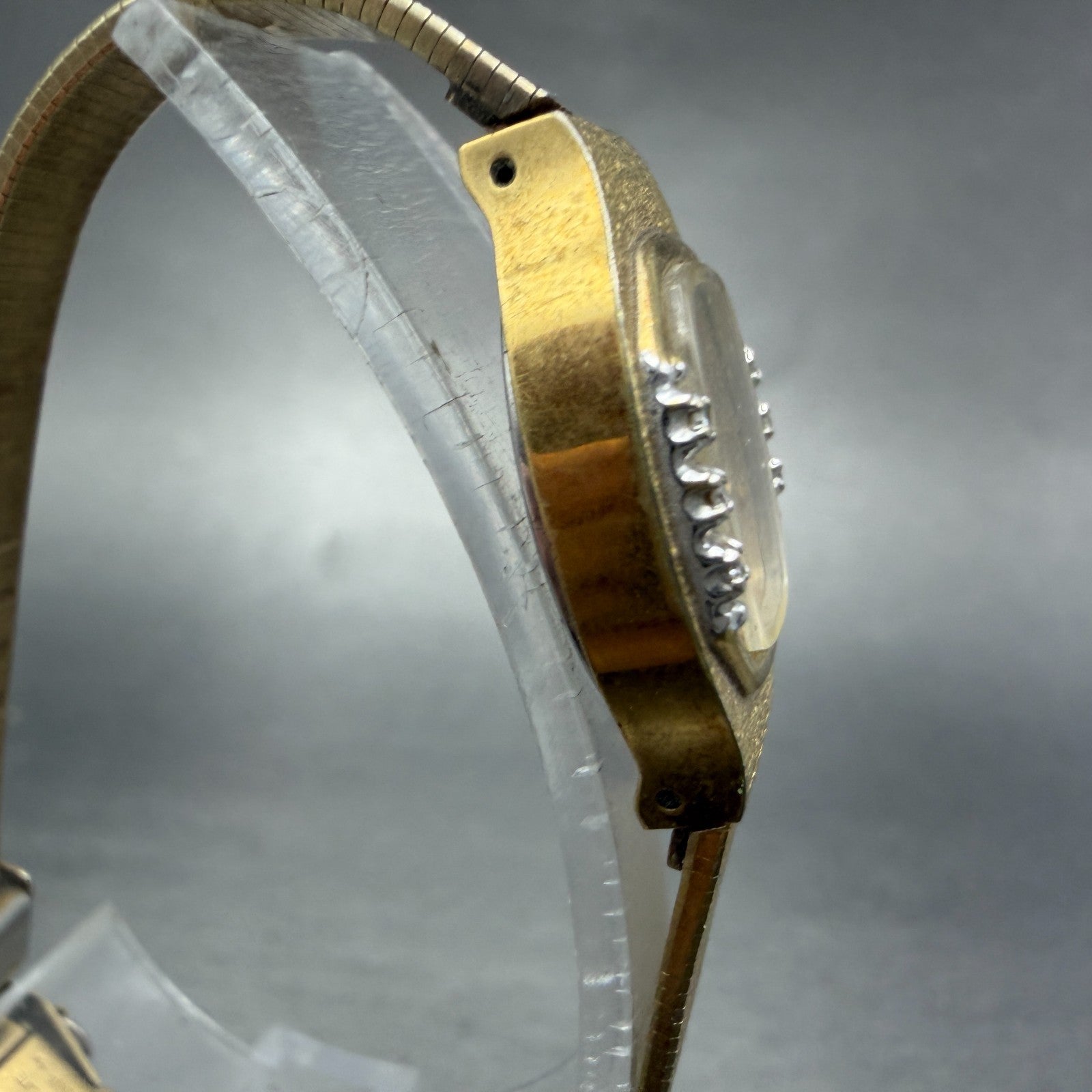 Bulova Watch Women 17mm Champagne Dial Gold Tone 83387 New Battery Diamond3