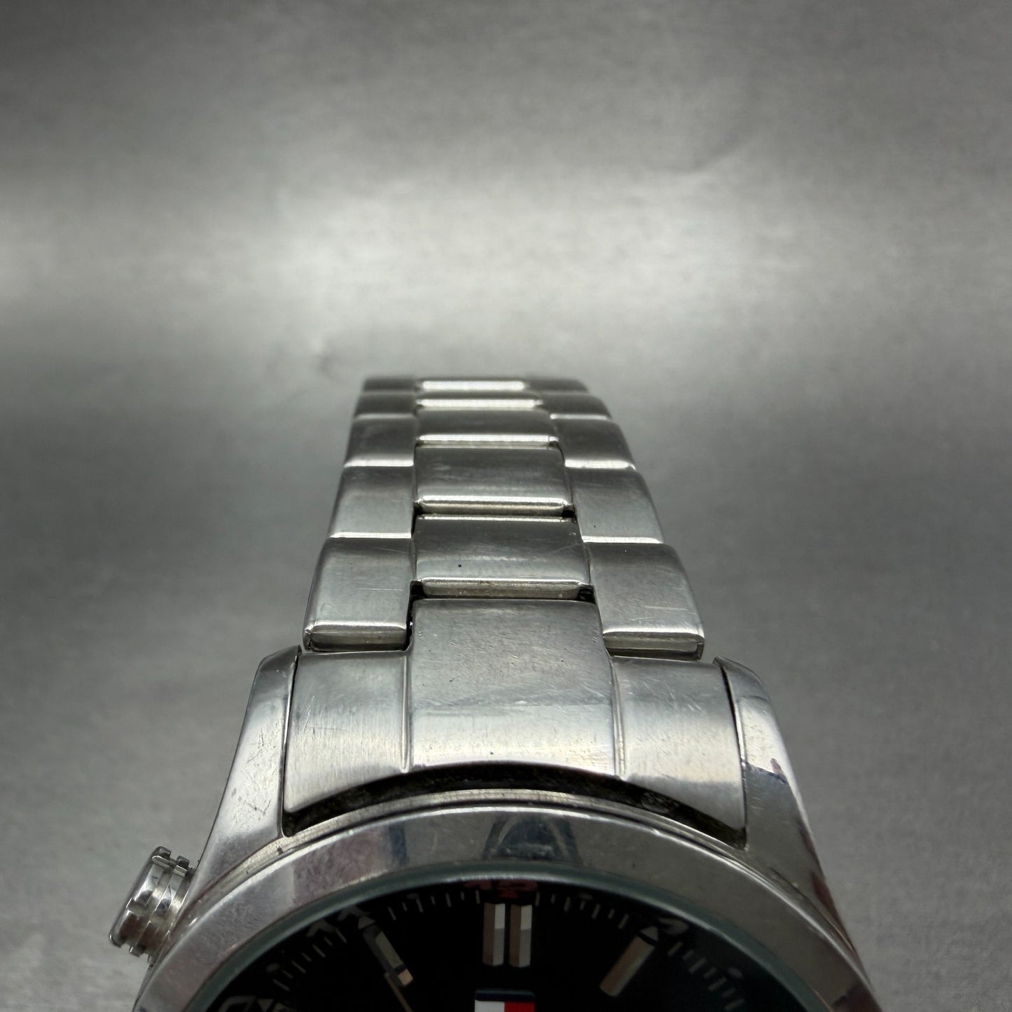 Tommy Hilfiger Watch Men 41mm Black Dial Steel Daydate Round T10161 New battery4