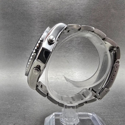 Elgin Dive Watch Men 44mm Black Dial Steel Atomic Solar Analog Digital Runs READ7