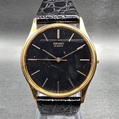 Seiko Watch Men 31mm Black Dial Gold Tone Round 2K01-0011 New Battery Vintage0