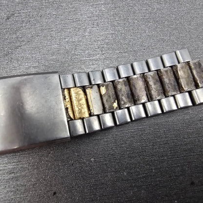 Seiko SQ Bracelet 20mm Stainless Steel Two Tone Tri Folding Clasp Vintage Z2783