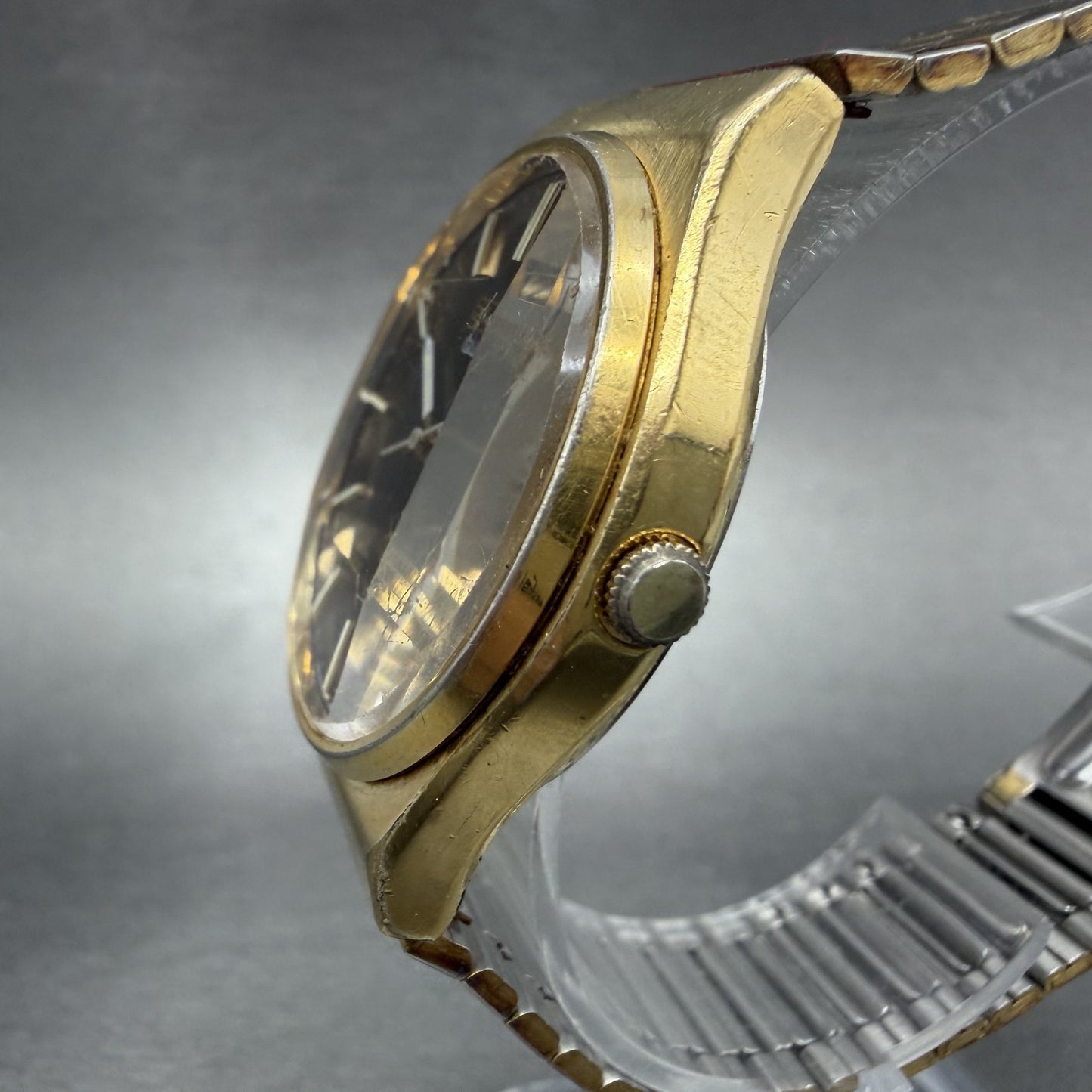 Seiko SQ Watch Men 35mm Brown Dial Gold Tone Daydate Round 7123-8339 NewBat RAED2