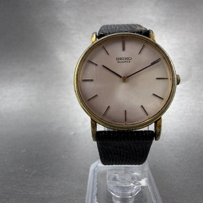 Seiko Watch Men 32mm White Dial Gold Tone Round 7800-8019 New Battery Vintage AB5