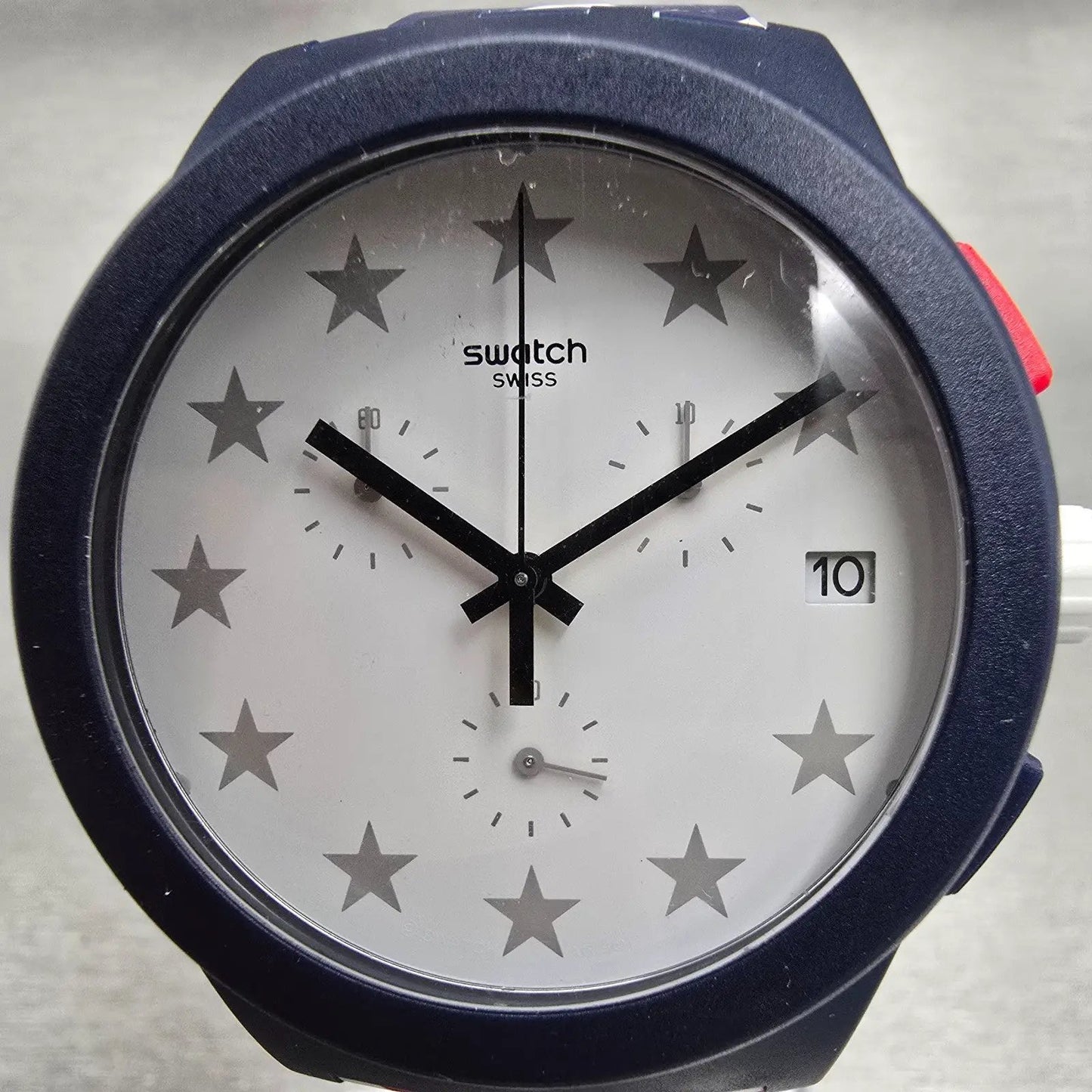 Swatch Free & Brave Chronograph Watch Men White Dial Blue Date SUSZ401 New Batt11