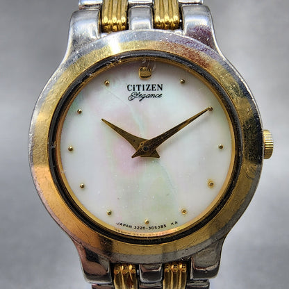 Citizen Elegance Watch Women 23mm MOP Dial Two Tone Round 3220325303 NewBattery1