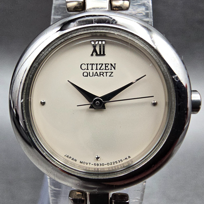 Citizen Watch Women 22mm Ivory Dial Silver Tone Round 5930-899094 New Battery1