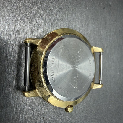 Bulova Accutron Watch Women 28mm Black Dial Gold Tone Diamond Bezel New battery9