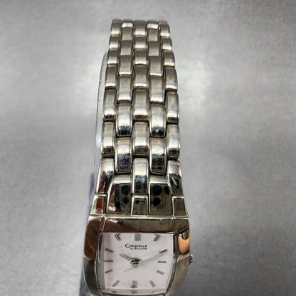 Caravelle Bulova Watch Women 20mm White Dial Silver Tone Rectangle 43L48 NewBatt