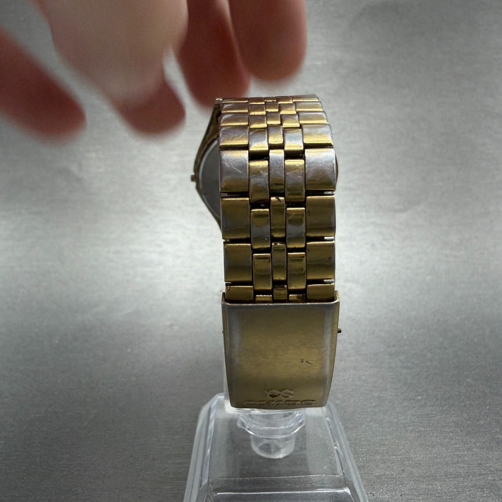 Seiko SQ Watch Men 35mm Gold Dial Gold Tone Daydate Round 5Y23-8040 PARTS VTG8