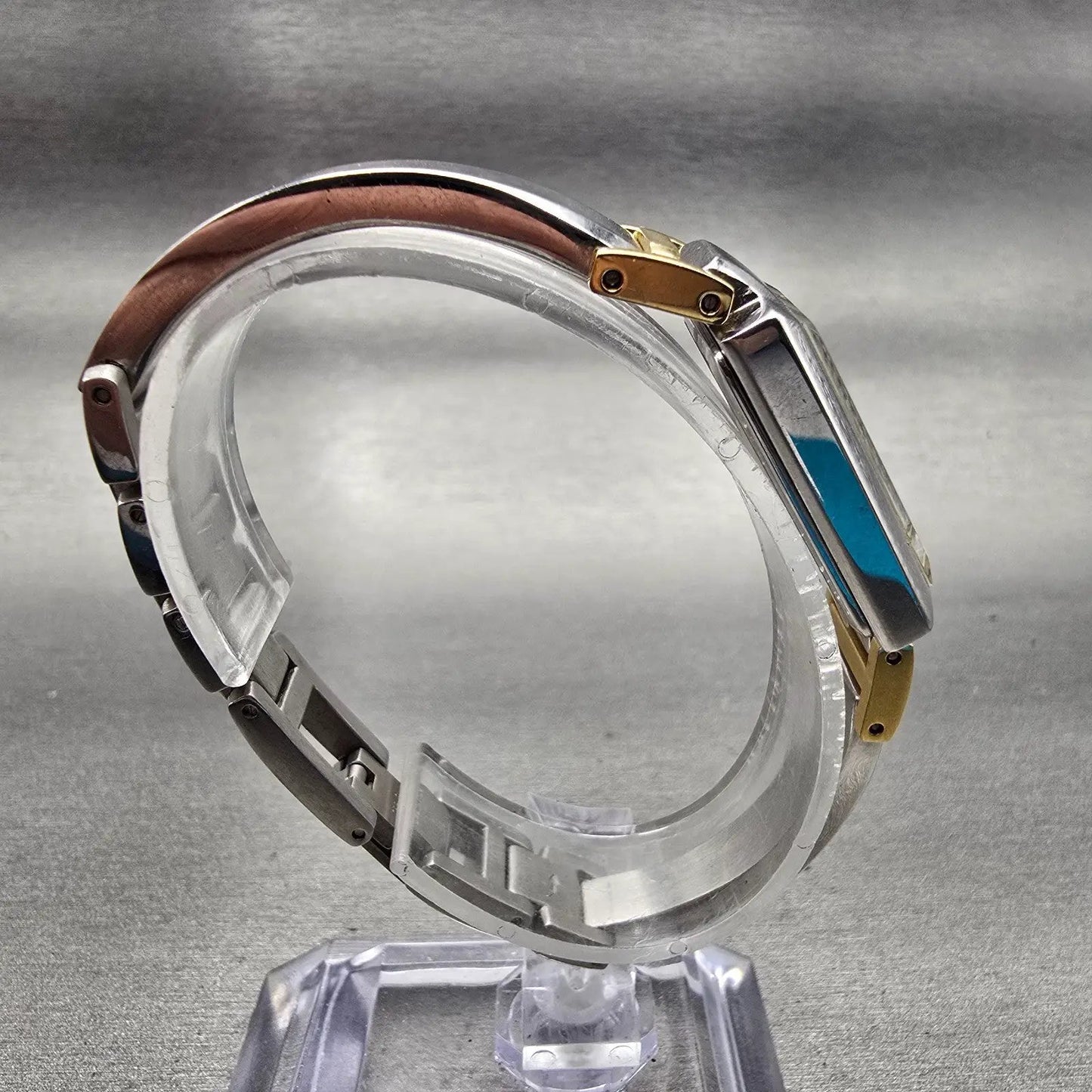 Bulova Watch Women 18mm MOP Dial Two Tone Rectangle Bangle 98L149 New Battery8