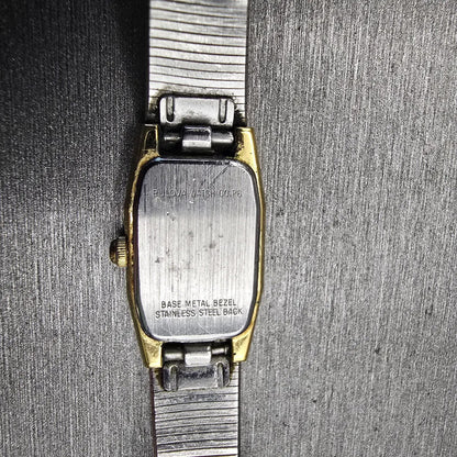 Bulova Watch Women 13mm Gold Dial Gold Tone Rectangle New Battery Vintage 92T5110