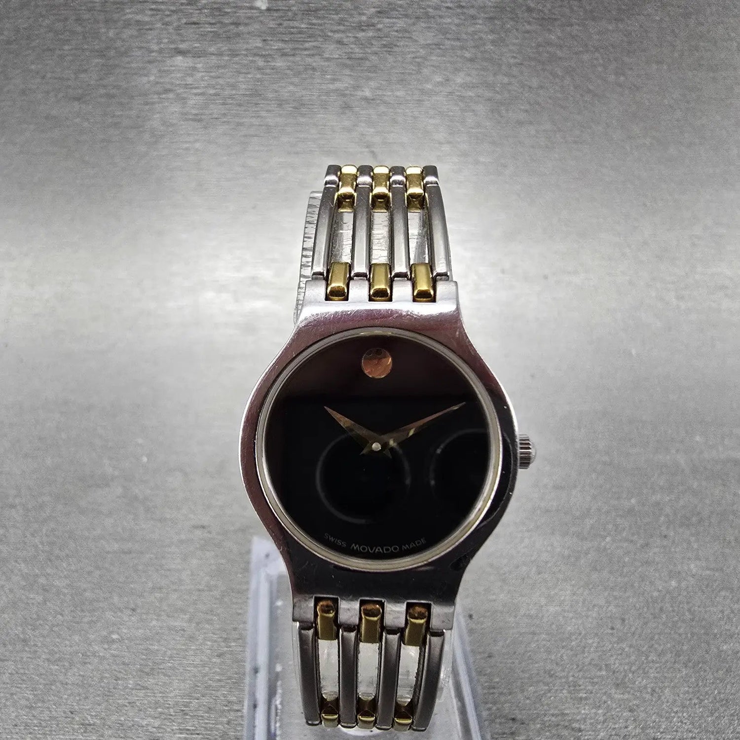 Movado Esperanza Watch Women 23mm Black Dial Two Tone Round 84 A1 1821 New Batt0