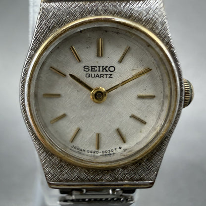 Seiko Watch Women 17mm Silver Dial Two Tone Round 5420-0129 New Battery VTG ATD1