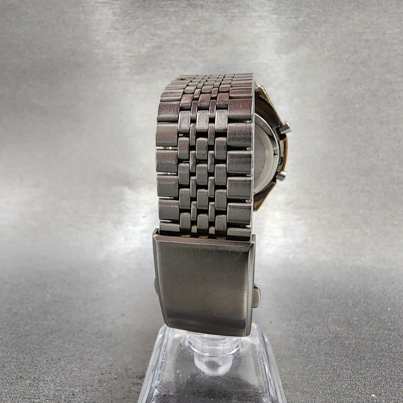 Seiko ALBA Digital Watch Men 39mm Silver Tone Alarm Chrono Y735-4A10 PARTS AD8