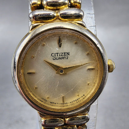 Citizen Watch Women 19mm Champagne Dial Gold Tone 5920S72676 New Battery1