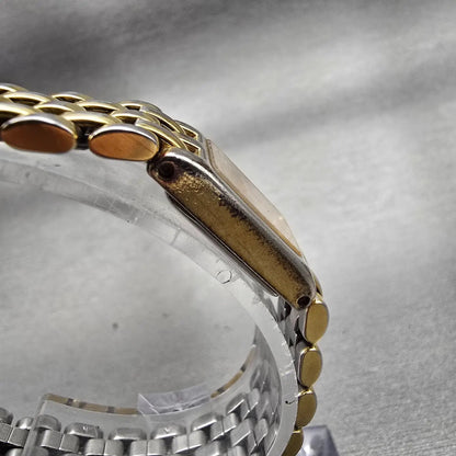 Seiko Tank Watch Women 13mm Gold Dial Gold Tone Rectangle 1E20-5839 New Battery3