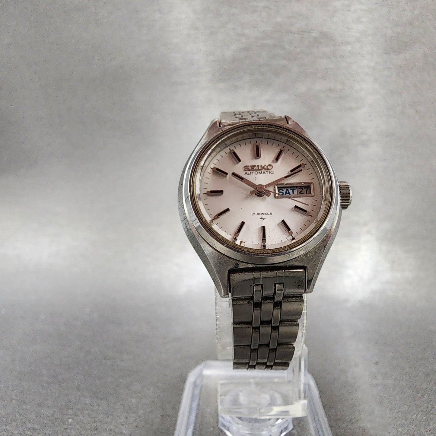 Seiko Automatic Watch Women 25mm White Dial Silver Tone Daydate 22060480 Runs5
