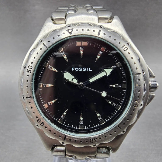 Fossil Dive Watch Men 40mm Back Dial Silver Tone Round PR-5057 New Battery0