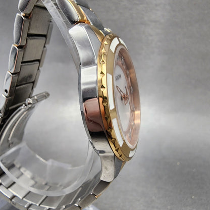 Bulova Diamond Watch Women 32mm MOP Dial Two Tone Round 98P134 New Battery3