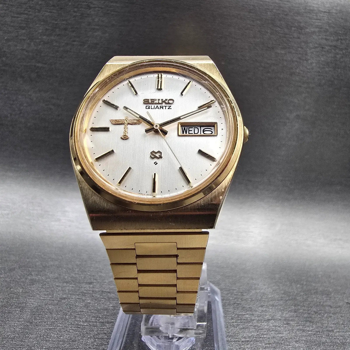 Seiko Beoing Watch Men 35mm Silver Dial Gold Tone Daydate 8223-8029 New Battery5