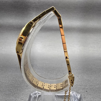 Seiko Watch Women 16mm Gold Dial Gold Tone Oval 7321-5399 New Battery Vintage6