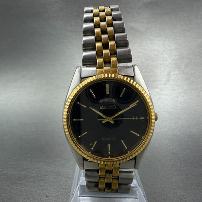 Seiko President Watch Men 36mm Black Dial Two Tone Daydate 7N43-8A49 New Battery5