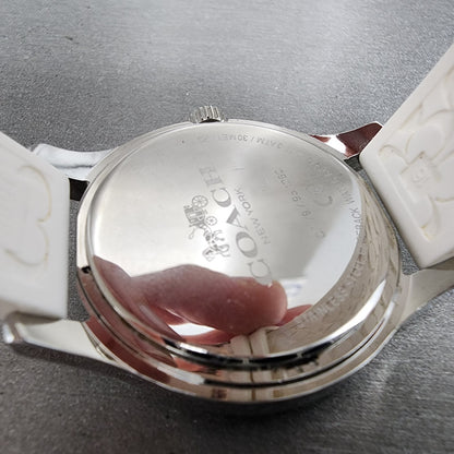 Coach Maddy Watch Women 34mm White Dial Silver Tone Band New Battery10
