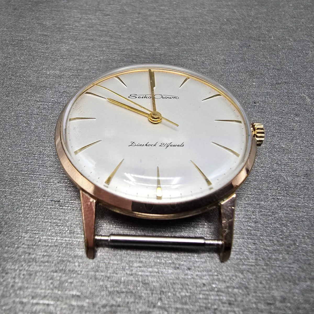 Seiko Crown Watch Men 35mm White Dial Gold Round Manual Wind 15002 JDM PARTS3